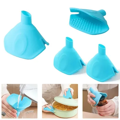 2 in 1 Silicone Funnel and Heat Insulation Clip (1 Pair)